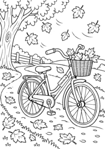 Cykel mellem efterårsblade til print