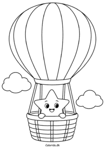 Stjerne i luftballon – eventyrlig tegning til print