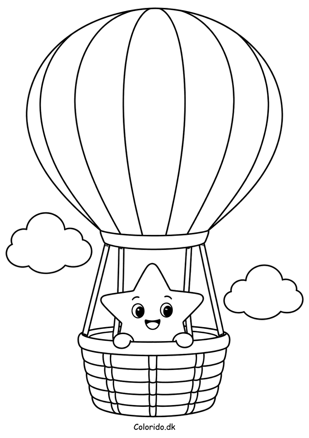 Stjerne i luftballon – eventyrlig tegning til print