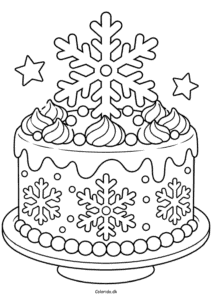 Snefnug som pynt på en kage til farvelægning