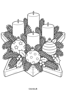 Adventskrans i stjerneform – gratis tegning til børn