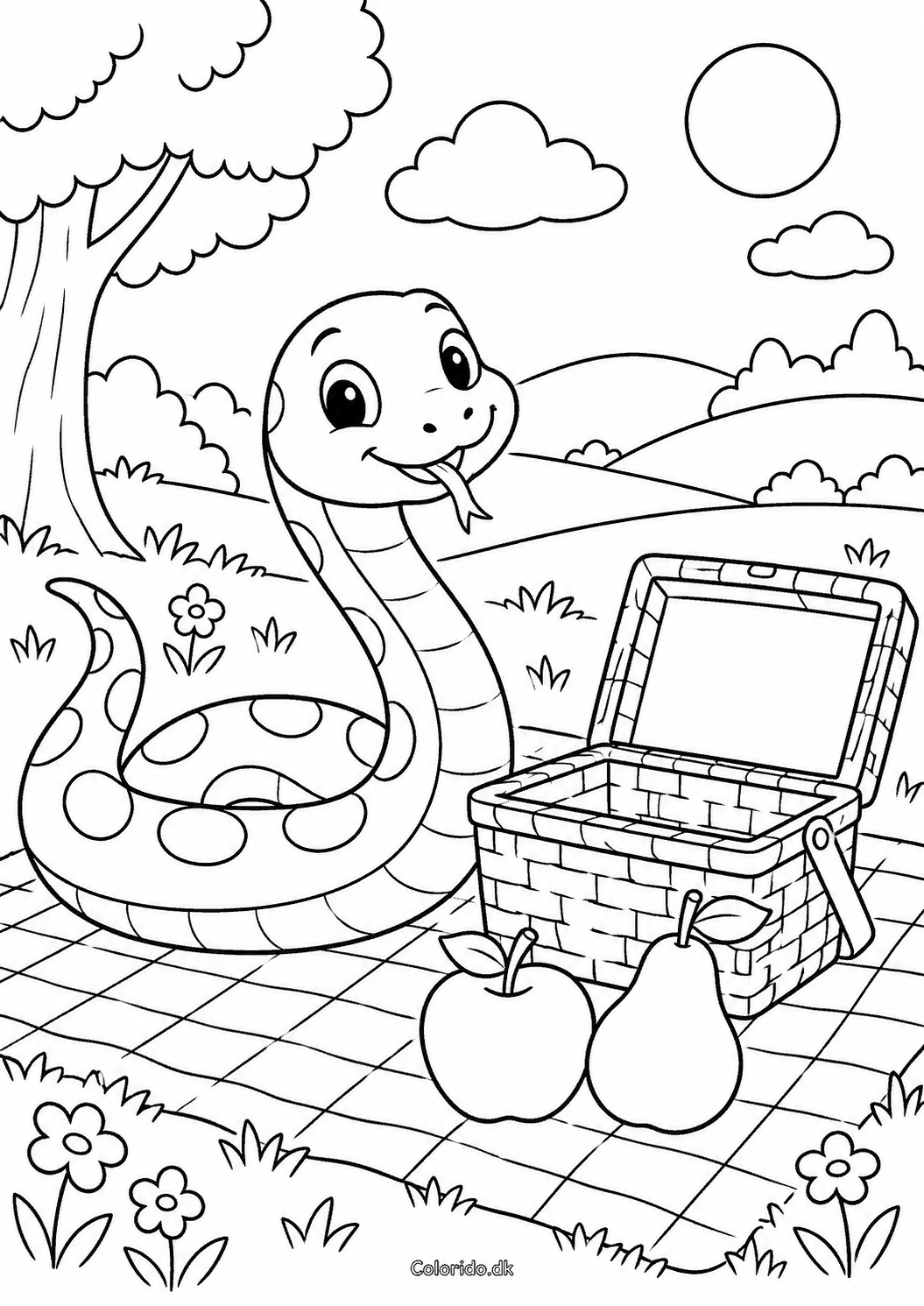 Slange til picnic – tegning til print