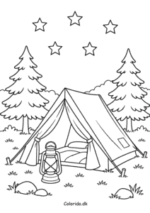 Stjerner over teltet – campingtegning til print