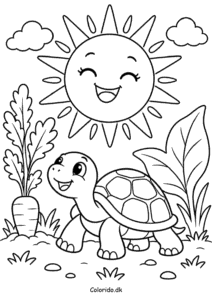 Sol over skildpaddens have – gratis tegning