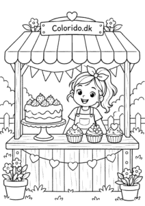 Kagebod på marked – gratis tegning med cupcakes