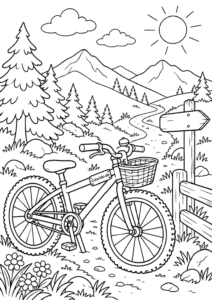 Cykel ved bjergstien til farvelægning