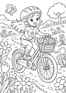 Cykel gennem blomsterengen til print