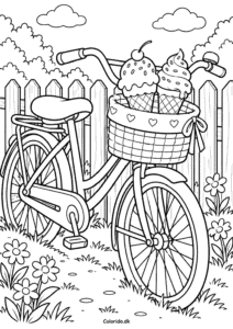 Isvafler på cykeltur – sommertegning for børn