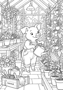 Gris i drivhuset – detaljeret havetegning til print