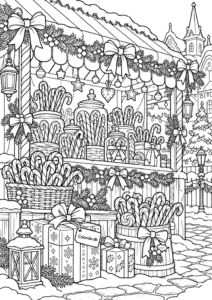 Julestokke i julebod – tegning til print