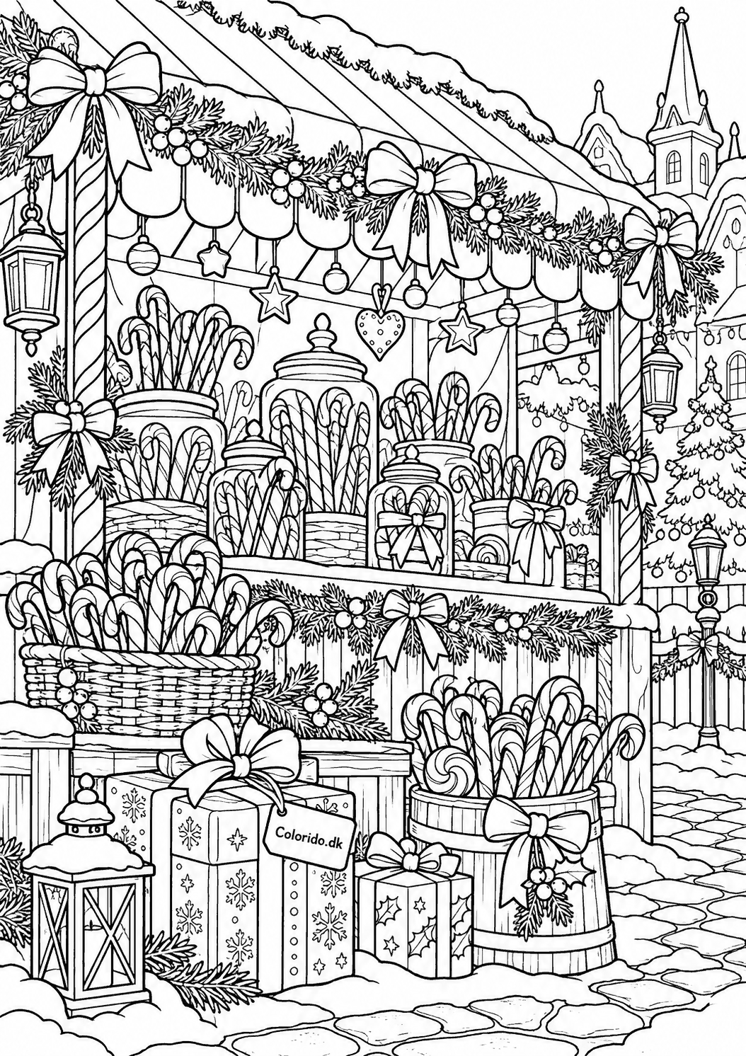 Julestokke i julebod – tegning til print