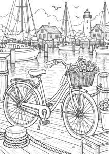 Cykel ved havnens både til farvelægning