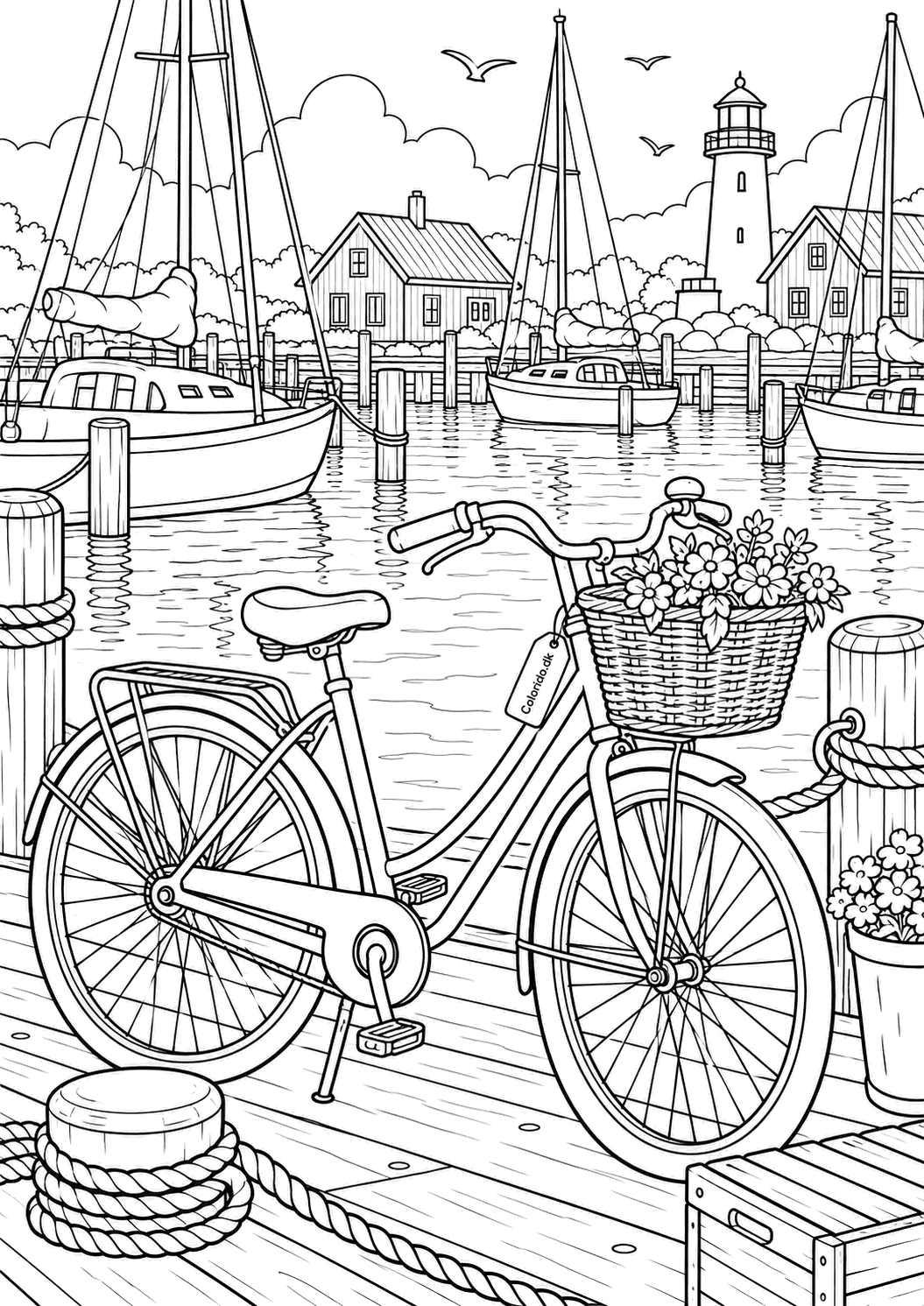 Cykel ved havnens både til farvelægning