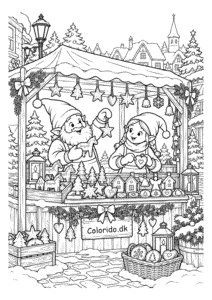 Nisser på julemarkedet – tegning til print